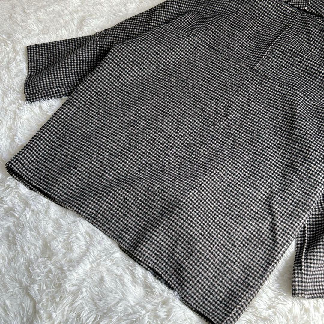 ✨美品✨アダムエロペ Super120’s ウールリバーハーフコート チェック