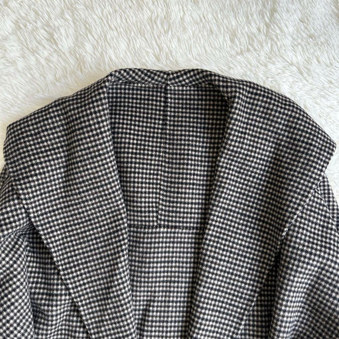 ✨美品✨アダムエロペ Super120’s ウールリバーハーフコート チェック