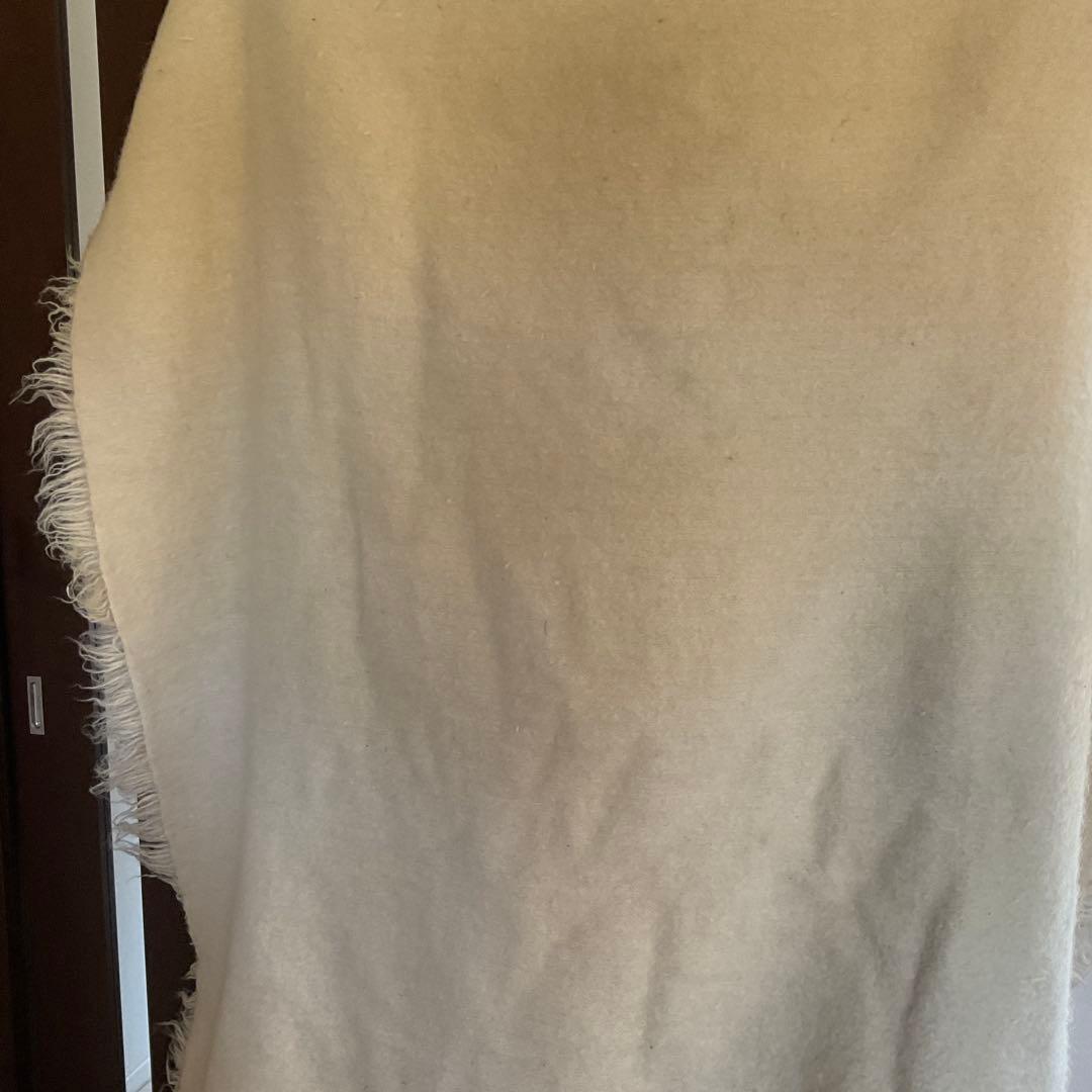 ギリシャ製　白色　ヤギ　ゴートファーラグ　毛布