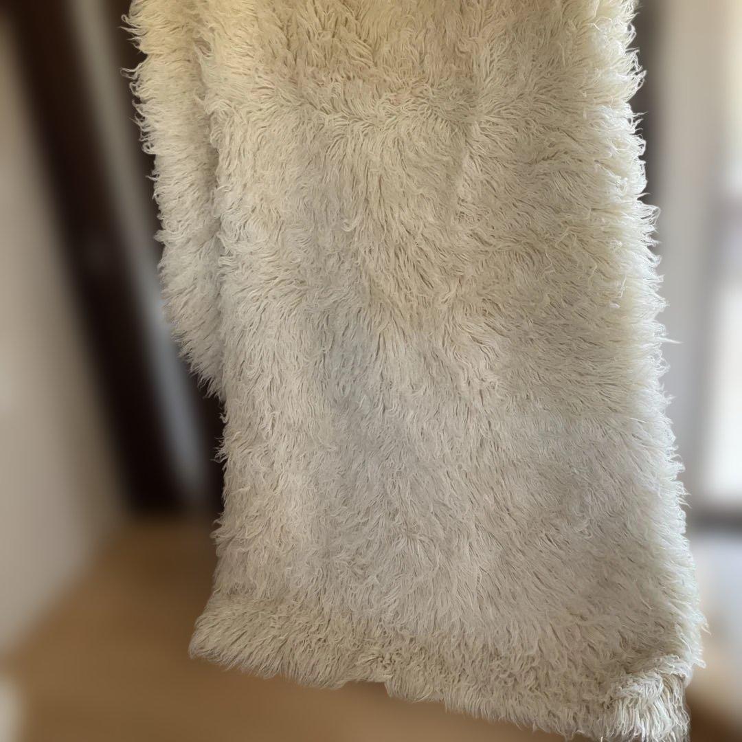 ギリシャ製　白色　ヤギ　ゴートファーラグ　毛布