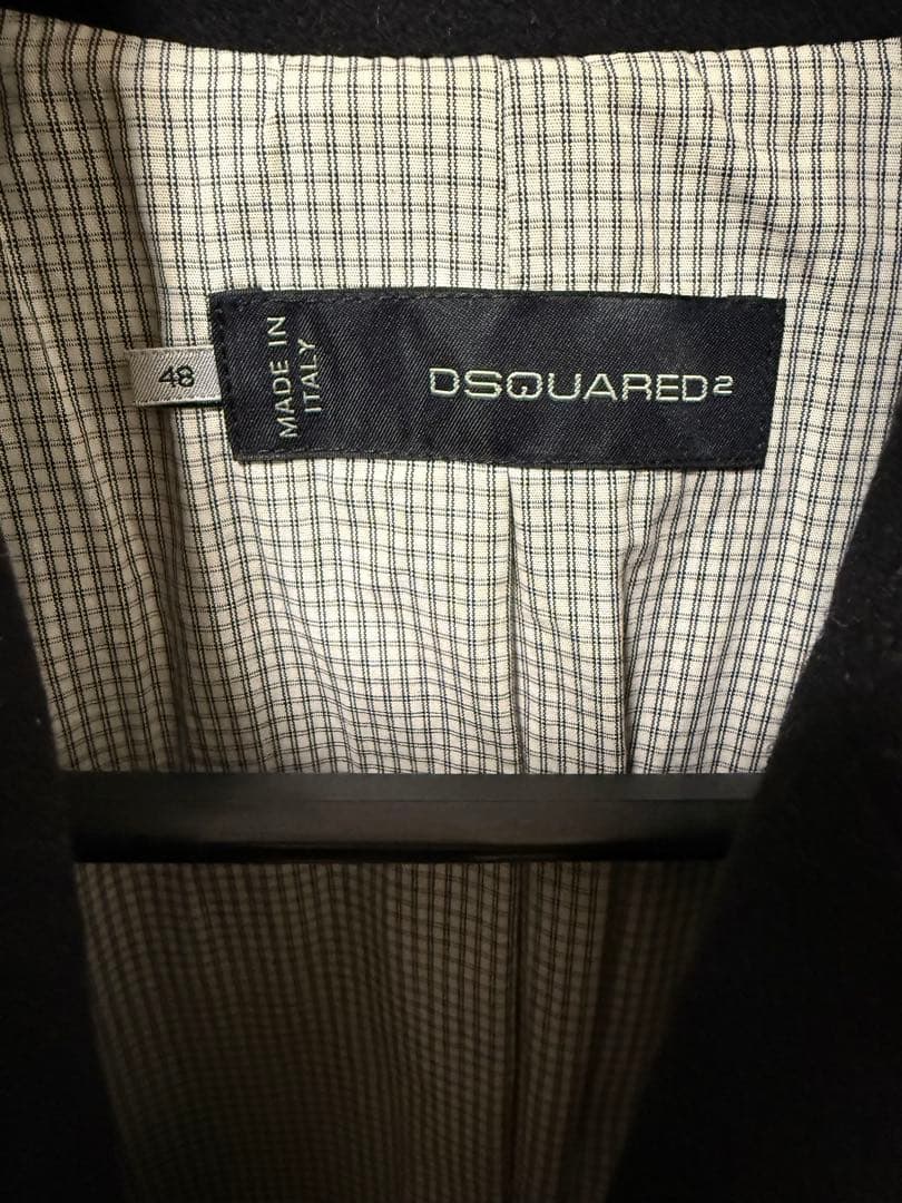 ディースクエアード ウール ダブルブレスト ピーコート ブラック