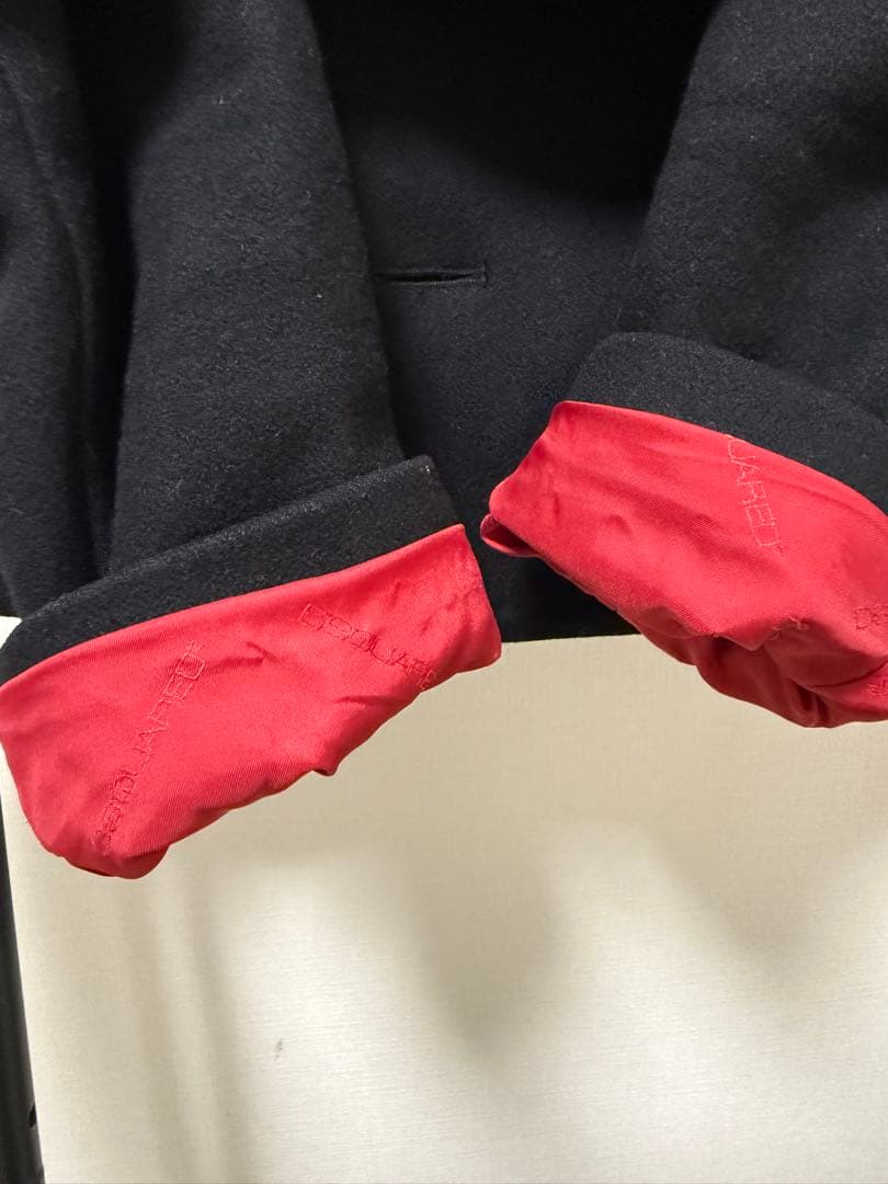 ディースクエアード ウール ダブルブレスト ピーコート ブラック