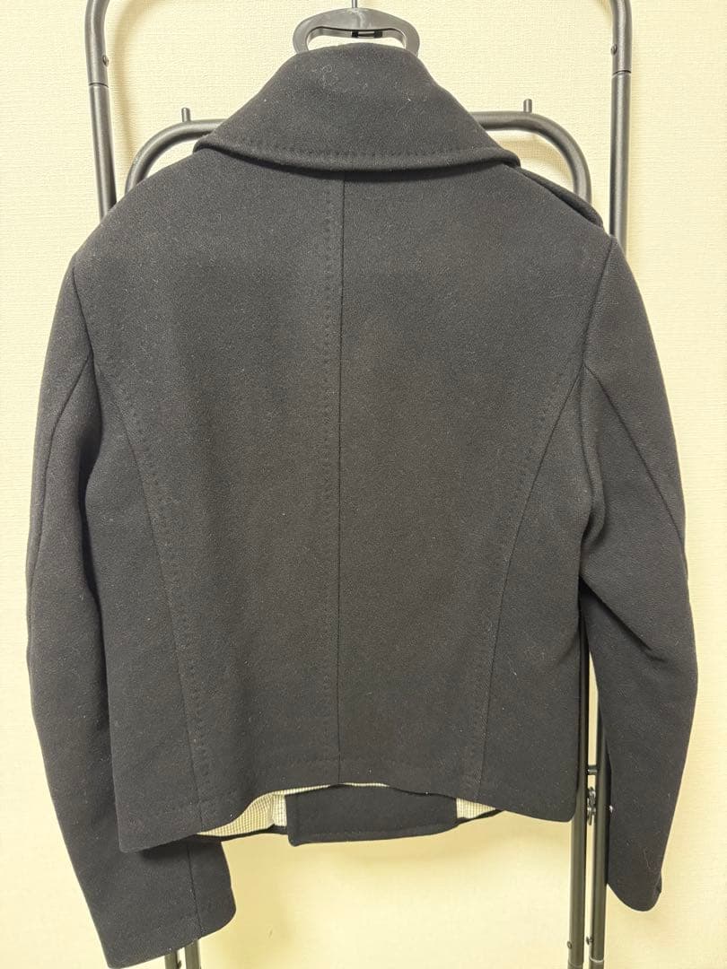 ディースクエアード ウール ダブルブレスト ピーコート ブラック