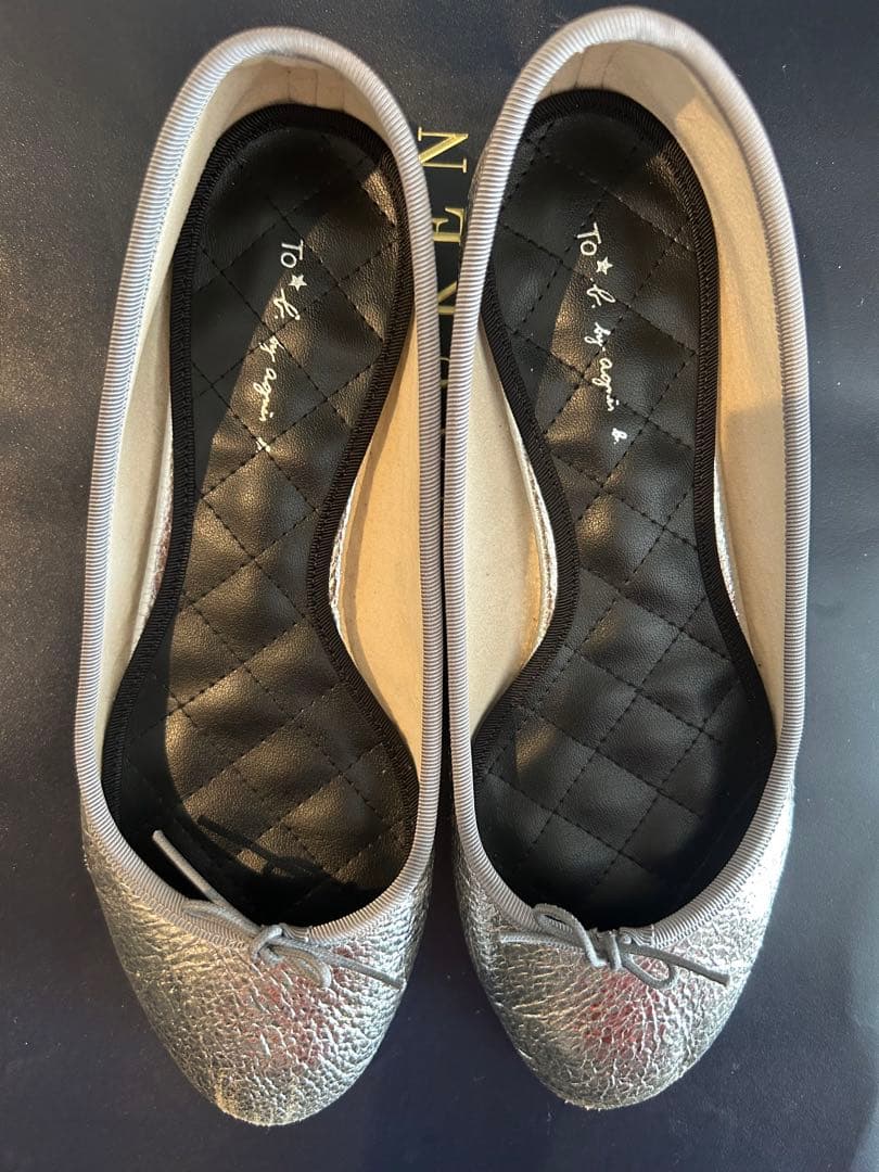 アニエスベー　シルバーフラットシューズ