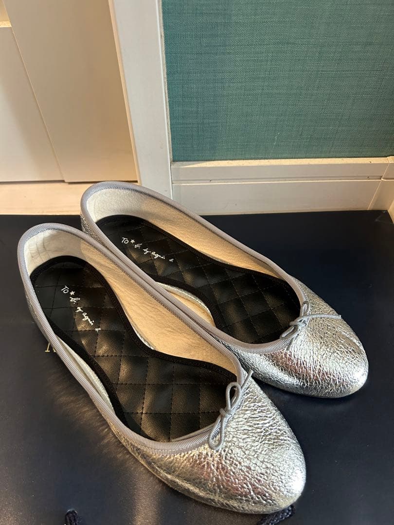 アニエスベー　シルバーフラットシューズ