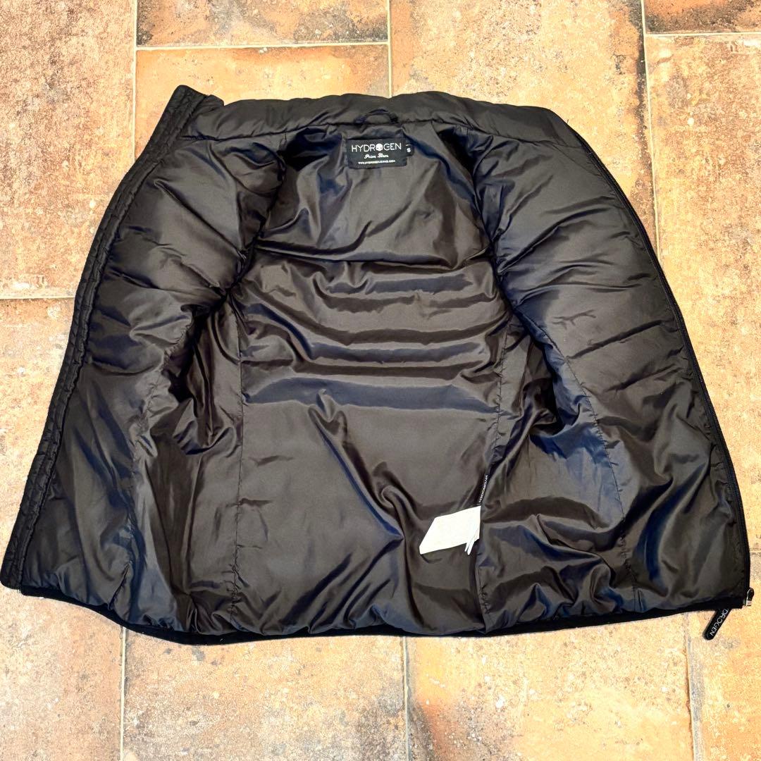 HYDROGEN ダウンベスト ジップアップ 迷彩柄 カモフラ ロゴ 刺繍 S
