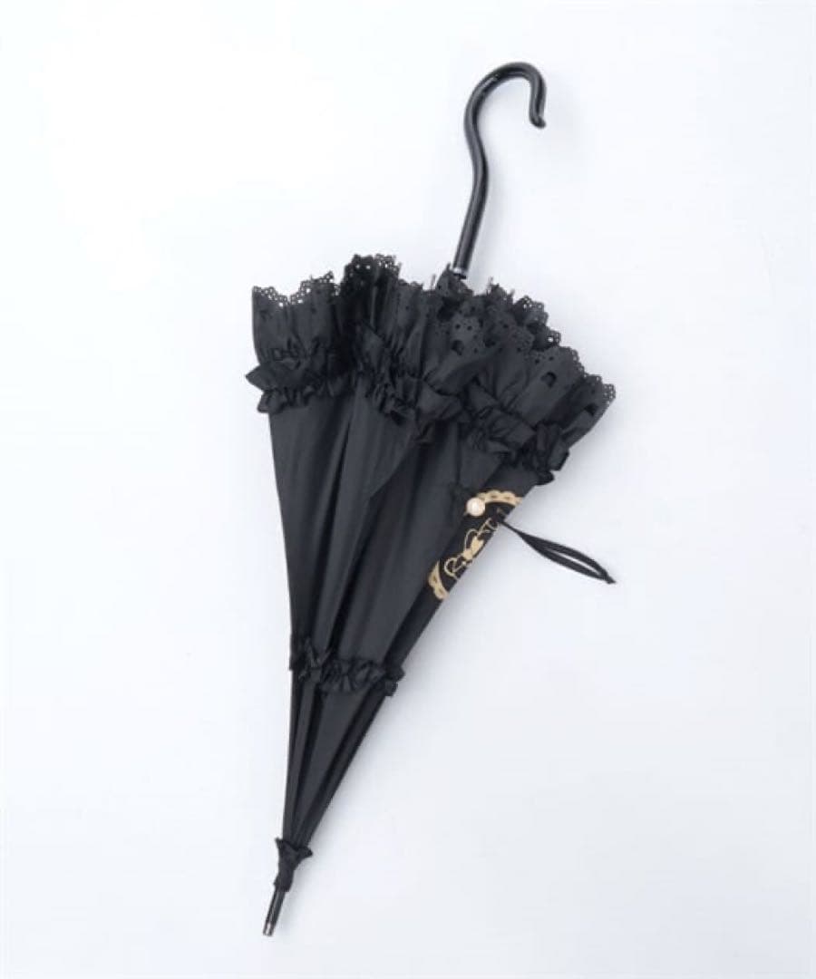 クマさんフリルパゴタ傘　黒　シャルミエール　アクシーズファム