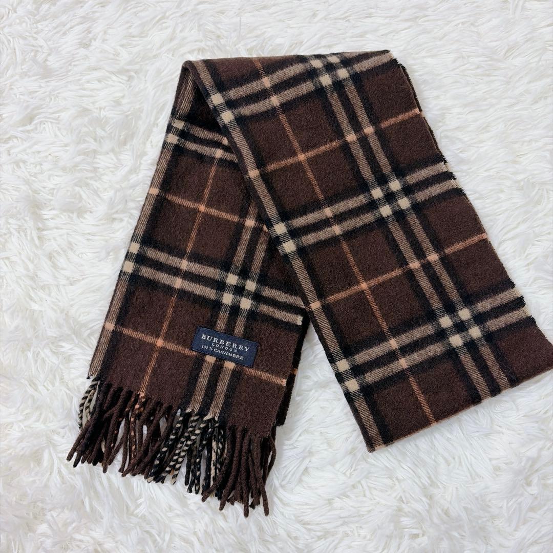 【美品 希少カラー】バーバリーロンドン 上級ライン マフラー ノバチェック