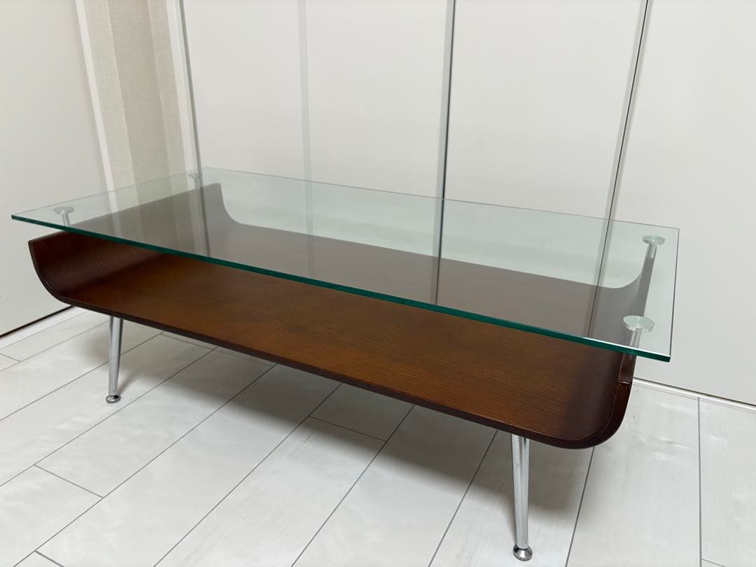 【あずき】ガラスローテーブル　センターテーブル