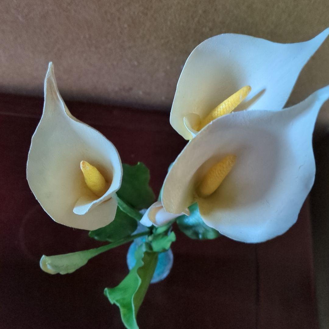 パンフラワー、百合とカラー(樹脂粘土、ハンドメイド)