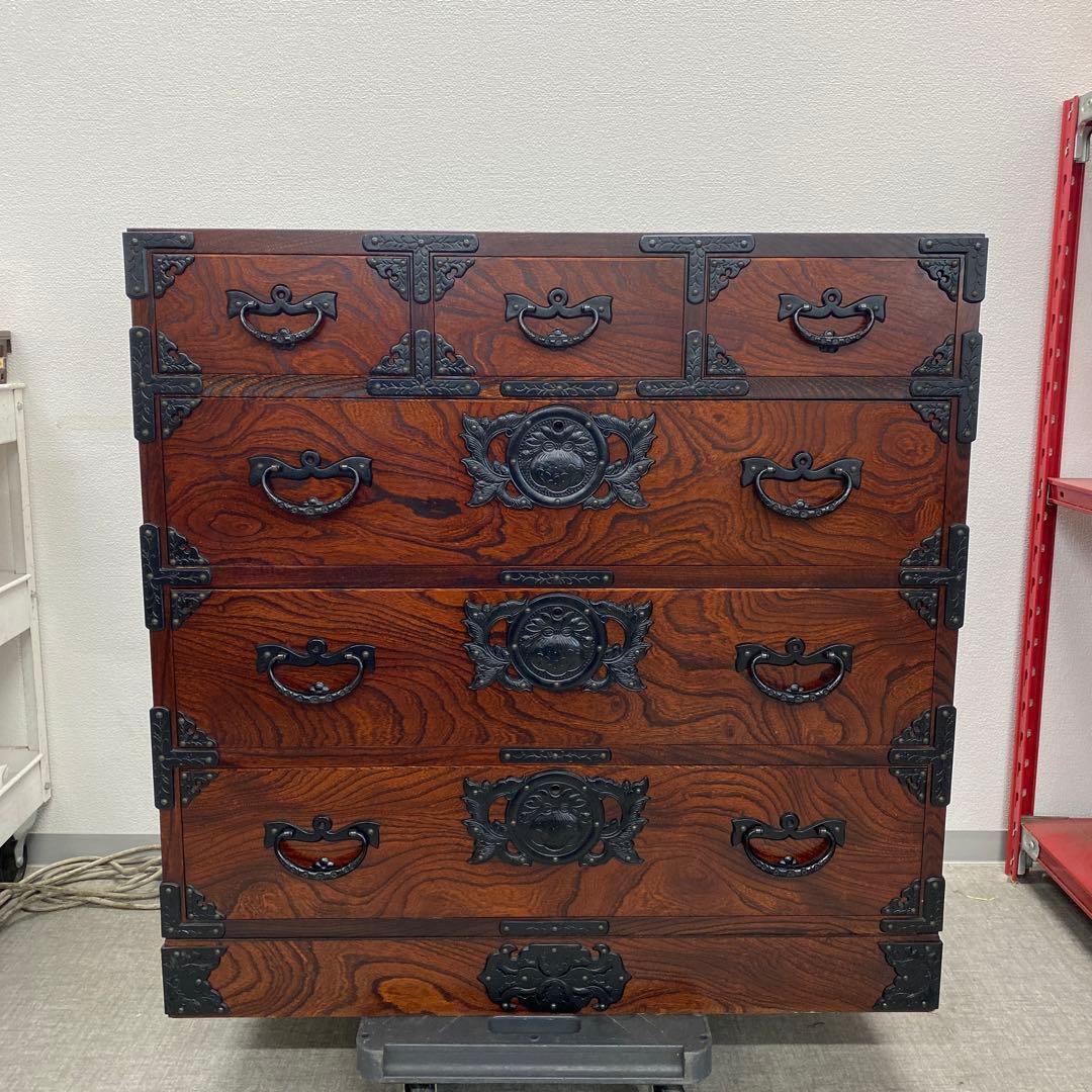 岩谷堂箪笥 4段6杯 チェスト ニ八整理上三ツ割 伝統民芸 カギなし