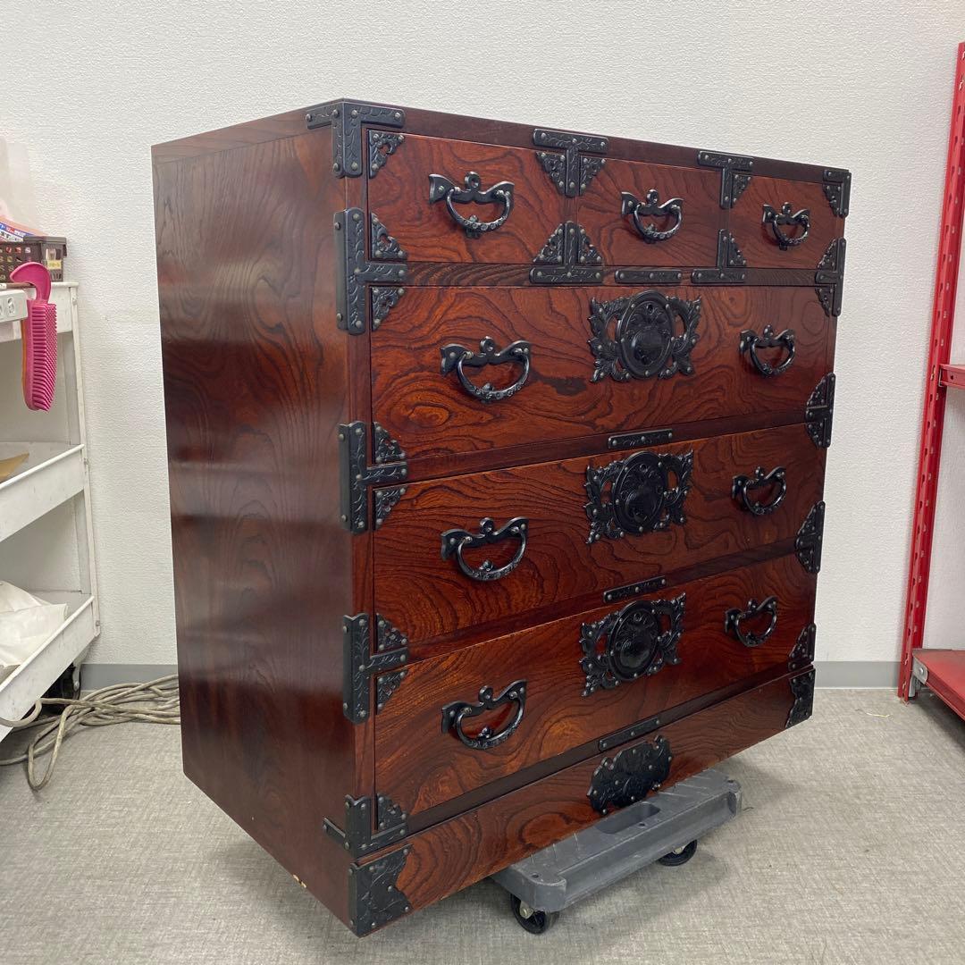 岩谷堂箪笥 4段6杯 チェスト ニ八整理上三ツ割 伝統民芸 カギなし