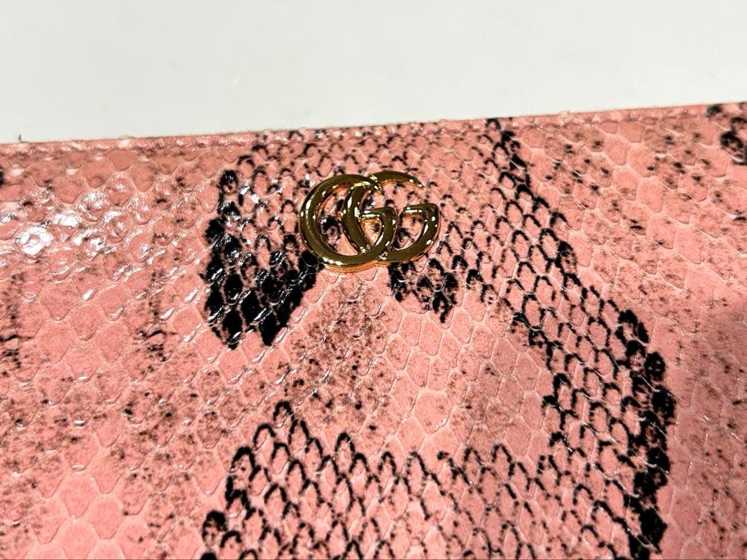【新品未使用】GUCCI GGマーモント長財布　パイソン　ピンク