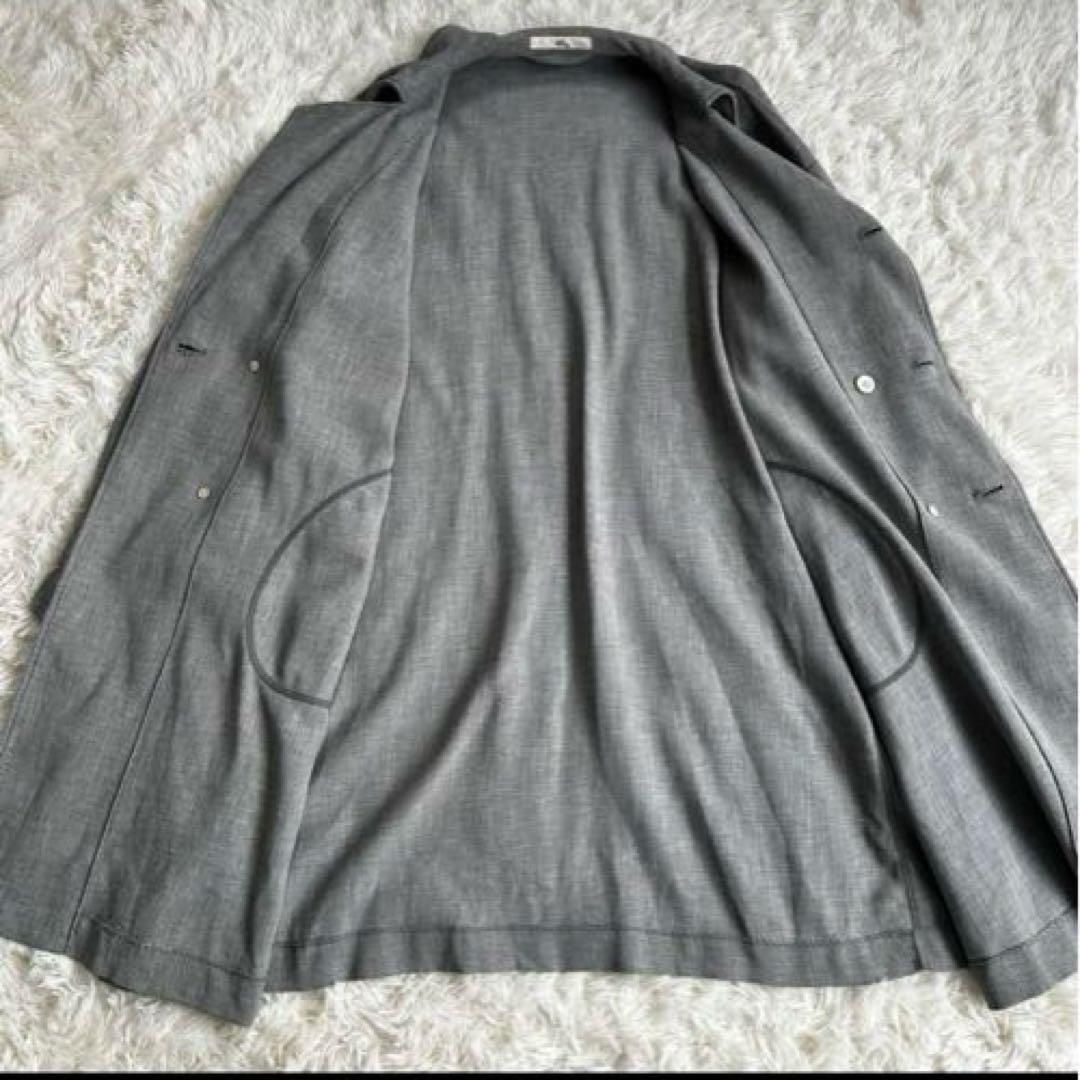 45R ロングコート　コットン　ハチの巣織りコート　 Lサイズ　R刺繍