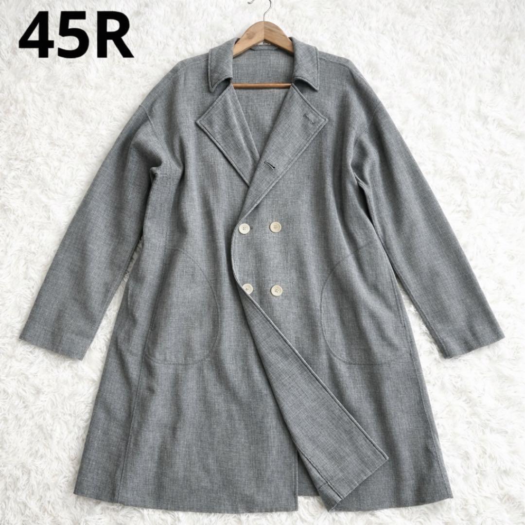 45R ロングコート　コットン　ハチの巣織りコート　 Lサイズ　R刺繍