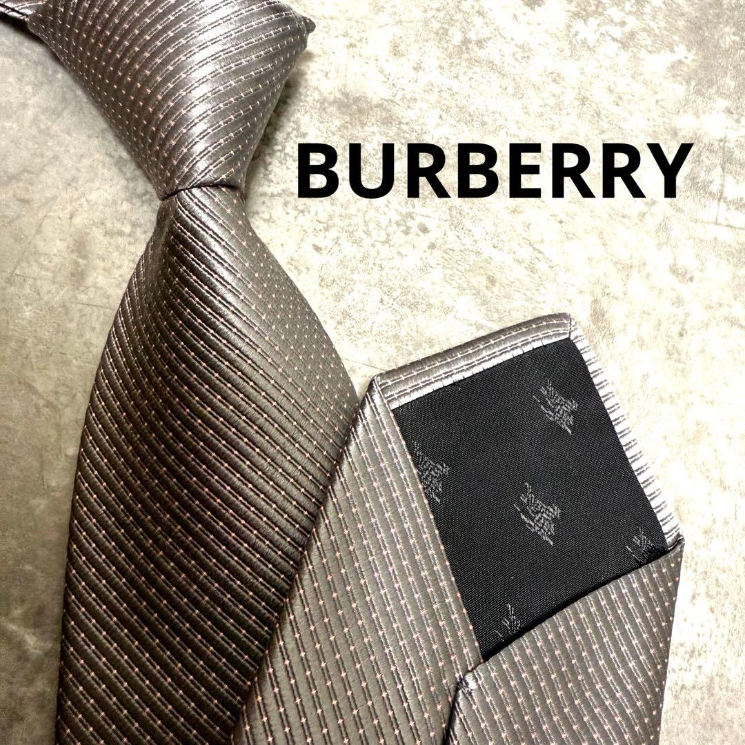 IAIA】BURBERRY バーバリー ネクタイ シルバー シルク 結婚式