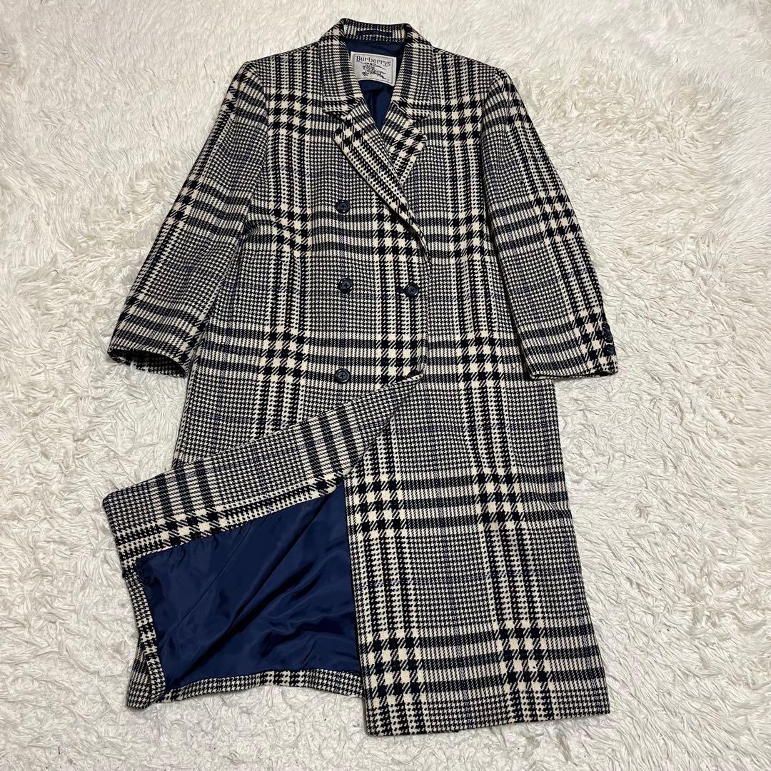 美品　カシミヤ　Lサイズ相当 バーバリー ダブルチェスターコート　ノバチェック