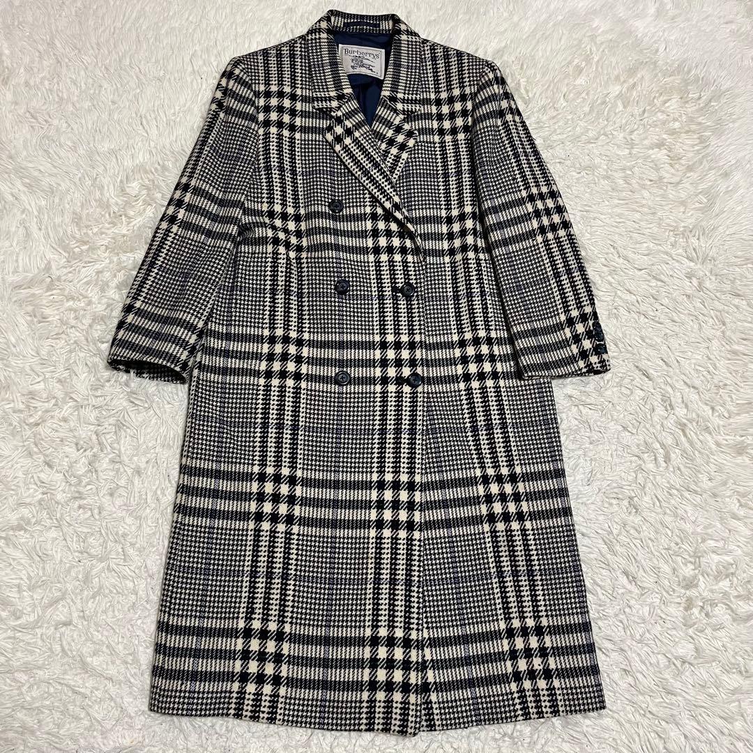 美品　カシミヤ　Lサイズ相当 バーバリー ダブルチェスターコート　ノバチェック