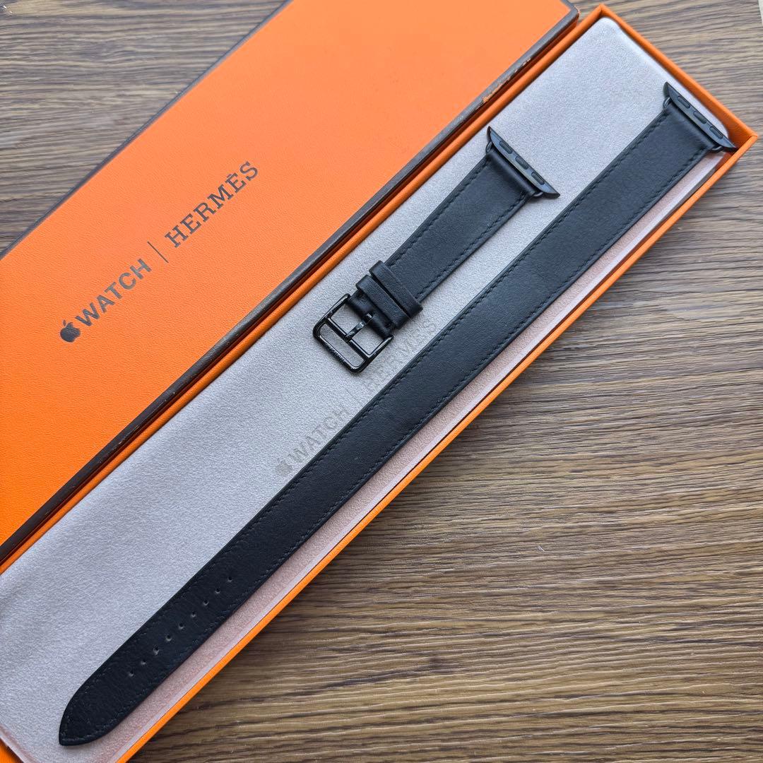2798 Apple Watch エルメス　ブラック　ドゥブルトゥール　二重