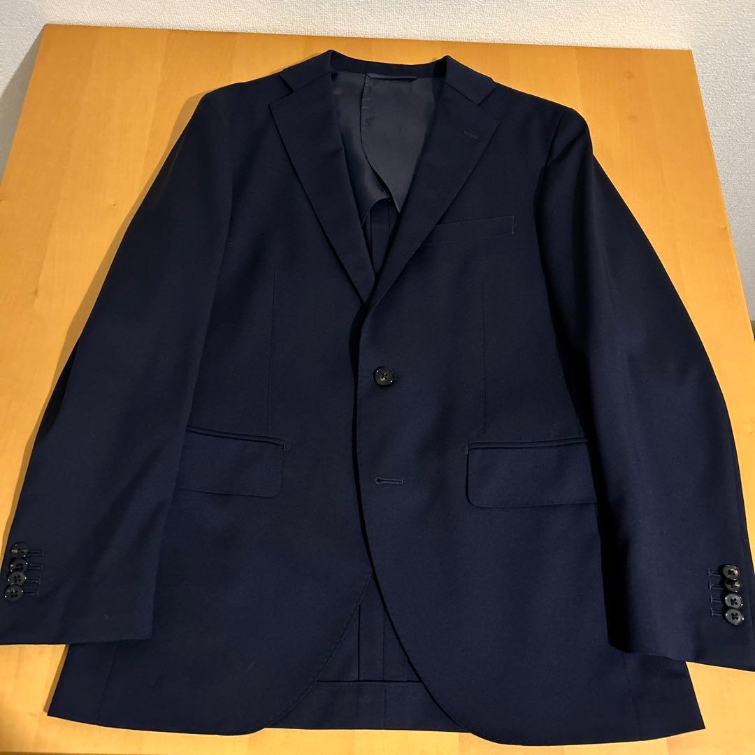 【美品】UNIVERSALLANGUAGE イタリア高級生地 濃紺 スーツセット