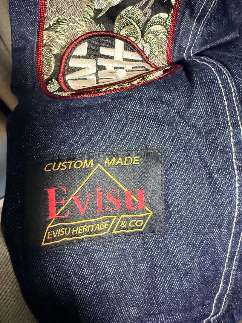 ファー付きダークブルーデニムジャケット