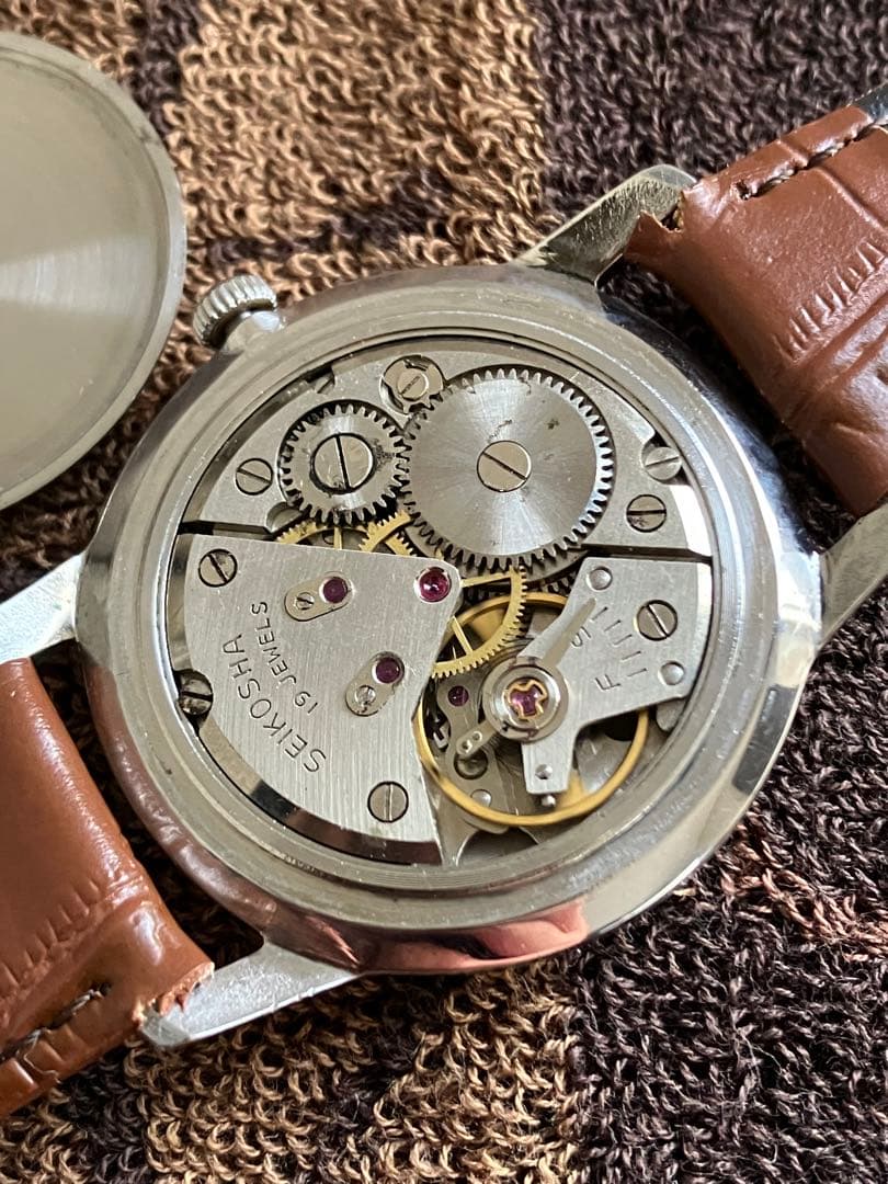 セイコー　マーベル　sマーク　白　アンティーク手巻き　菱形インデックス　希少