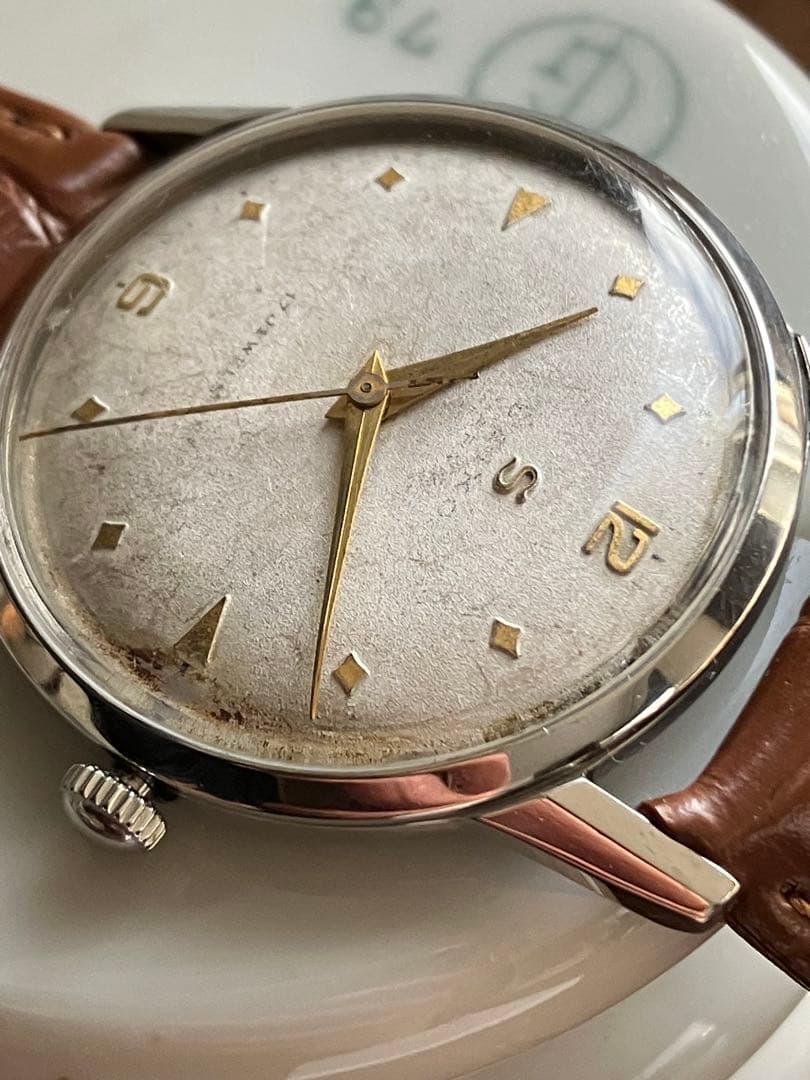 セイコー　マーベル　sマーク　白　アンティーク手巻き　菱形インデックス　希少