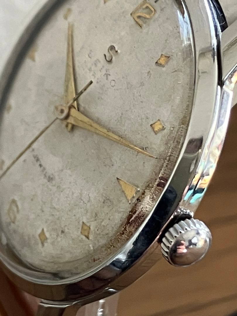 セイコー　マーベル　sマーク　白　アンティーク手巻き　菱形インデックス　希少