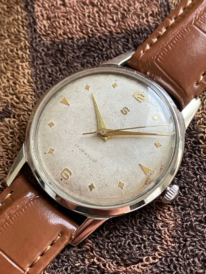 セイコー　マーベル　sマーク　白　アンティーク手巻き　菱形インデックス　希少