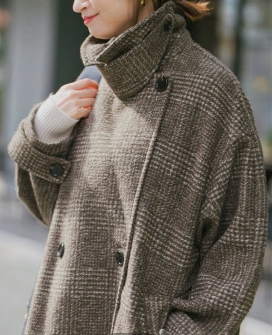 Spick&Span Wスライバーチェックハーフコート