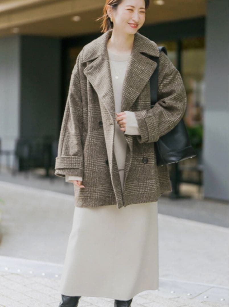 Spick&Span Wスライバーチェックハーフコート