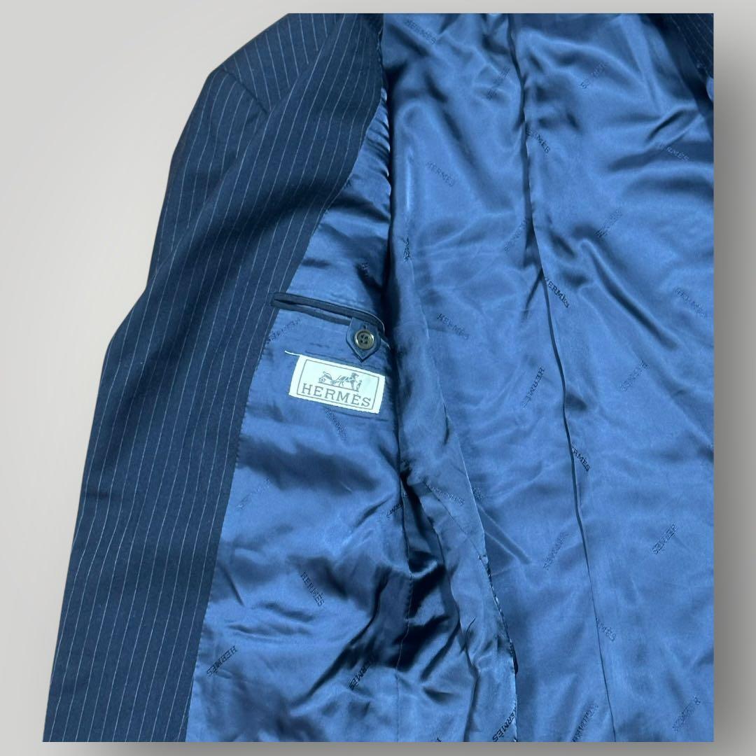 HERMES エルメス ネイビー ストライプ テーラードジャケット