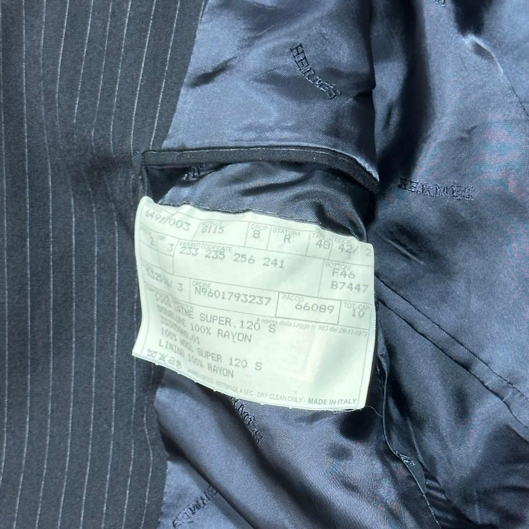 HERMES エルメス ネイビー ストライプ テーラードジャケット