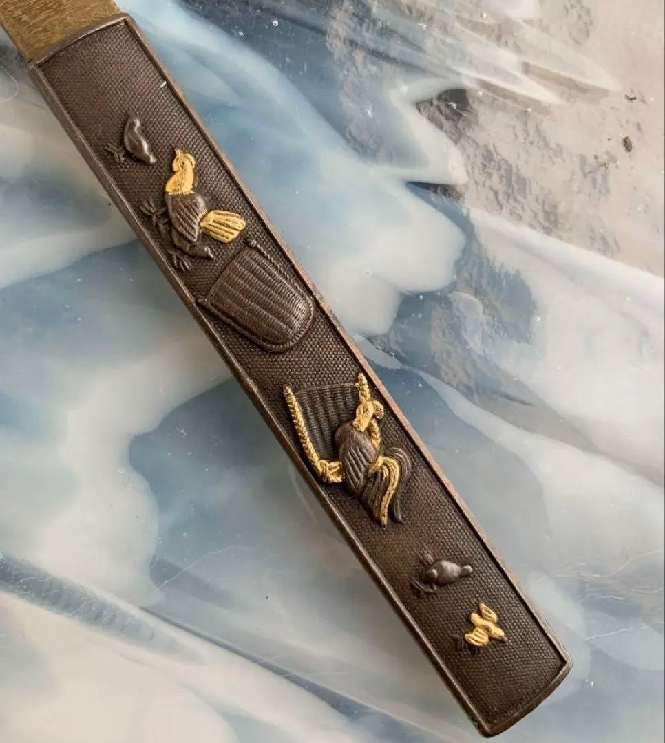 小柄小刀　鶏図小柄袋　刀装具（15cm以下の合法サイズ）