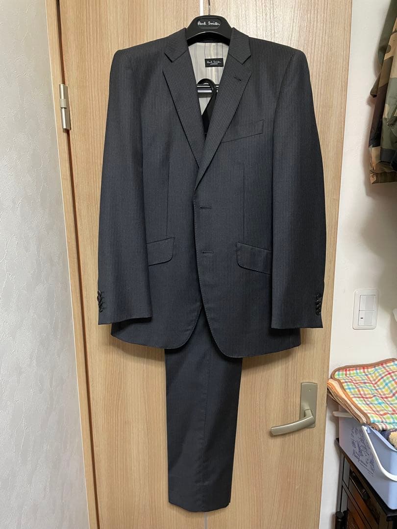 グレー スリーピーススーツ ウール混紡