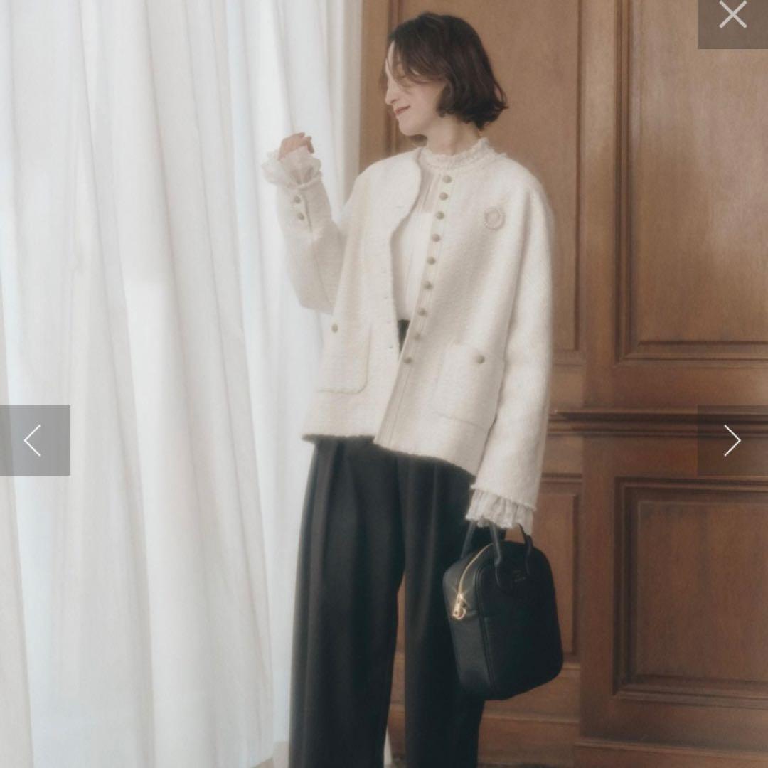 ★試着のみ★ PUAL CE CIN スラブツイードノーカラージャケット