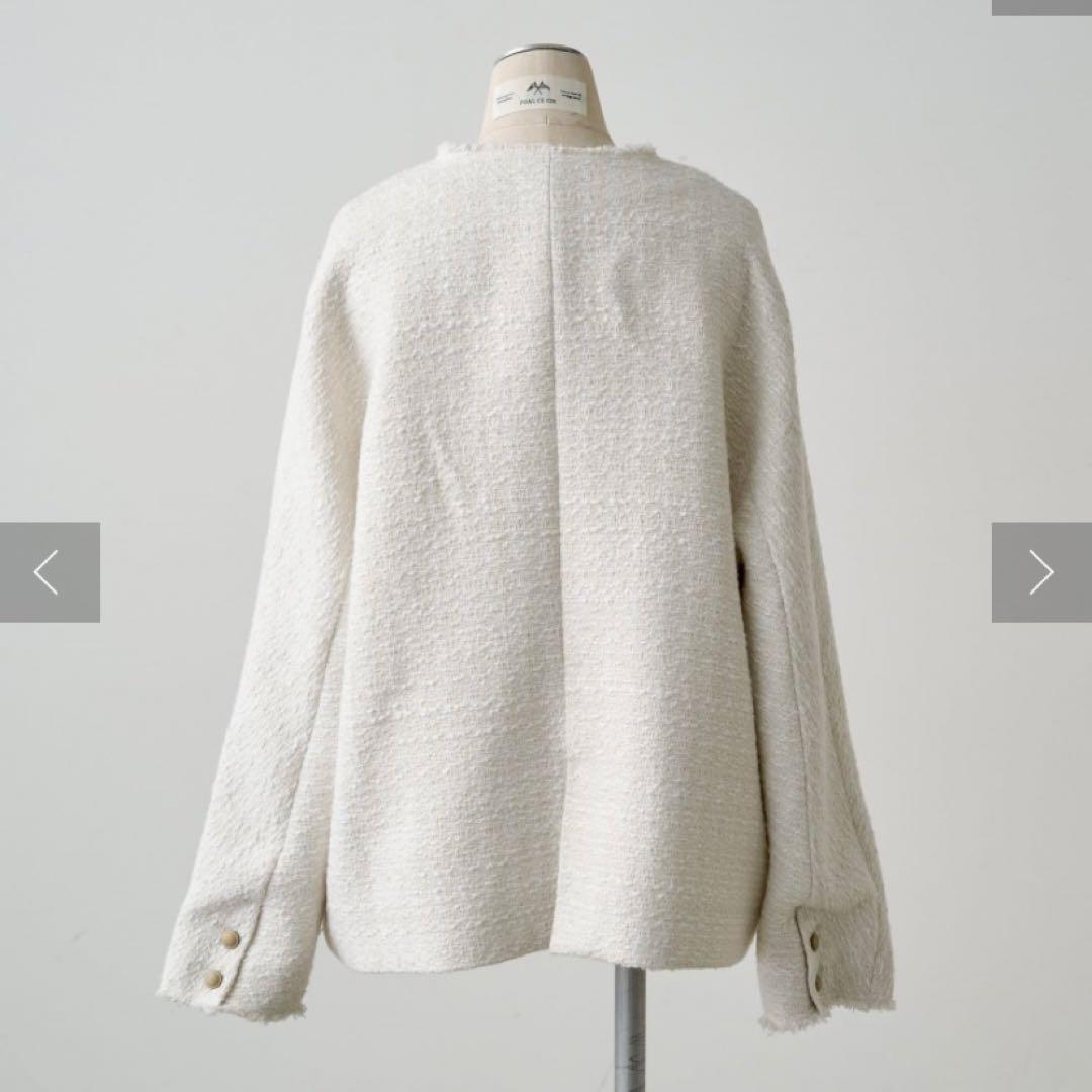 ★試着のみ★ PUAL CE CIN スラブツイードノーカラージャケット