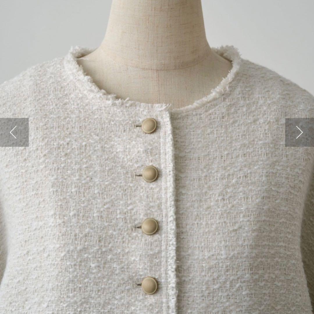 ★試着のみ★ PUAL CE CIN スラブツイードノーカラージャケット