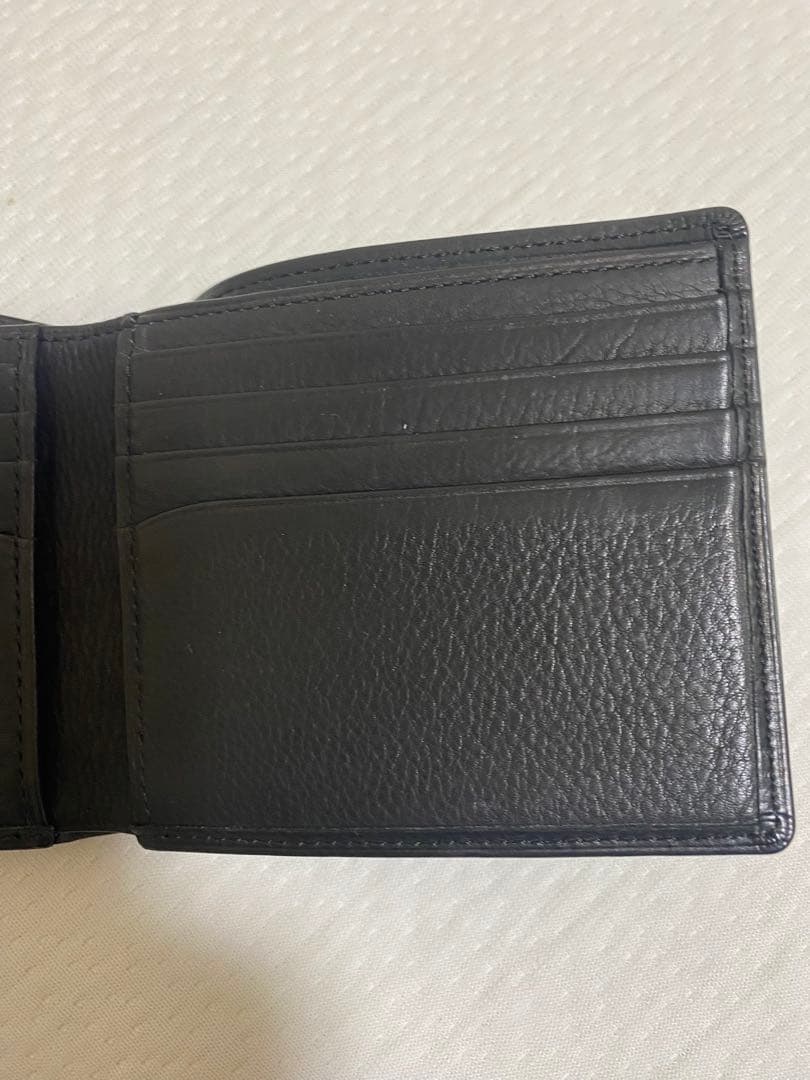 【中古】GANZO ガンゾ 二つ折り 純札入れ 財布 黒 ベビーカーフ　レザー