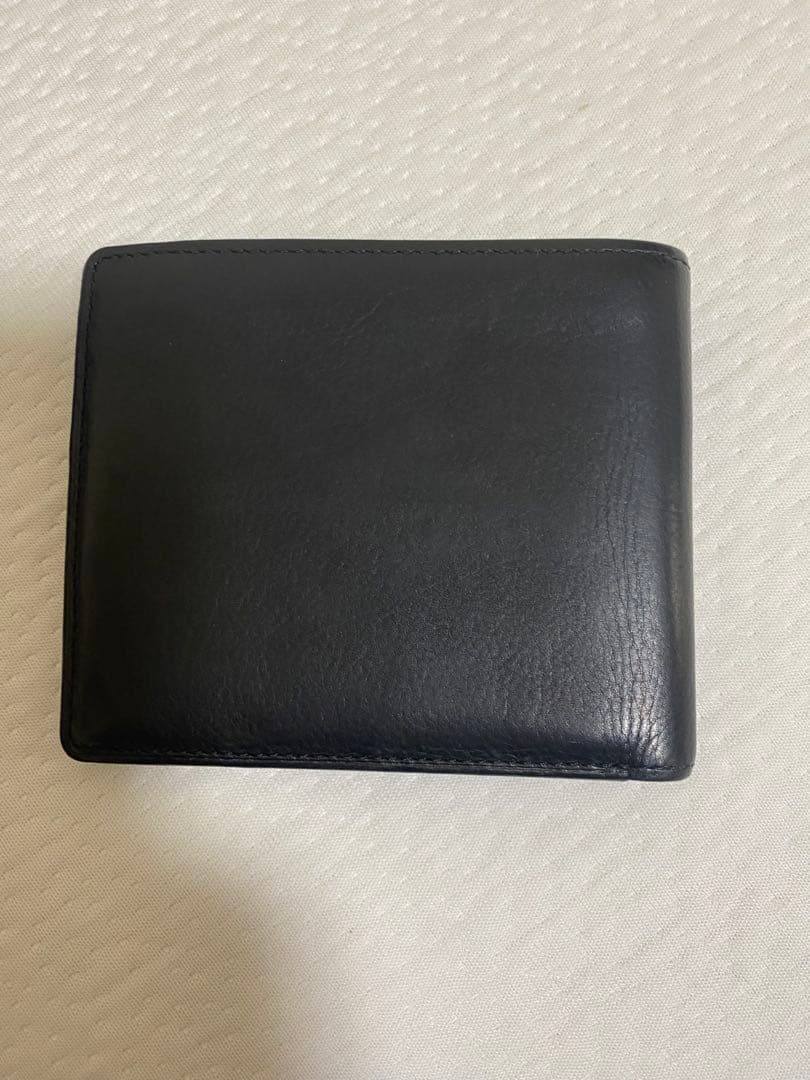 【中古】GANZO ガンゾ 二つ折り 純札入れ 財布 黒 ベビーカーフ　レザー