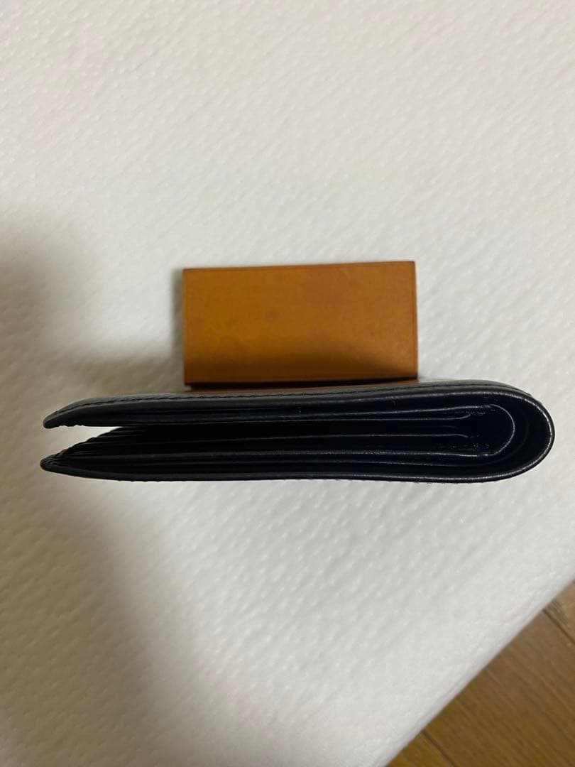 【中古】GANZO ガンゾ 二つ折り 純札入れ 財布 黒 ベビーカーフ　レザー