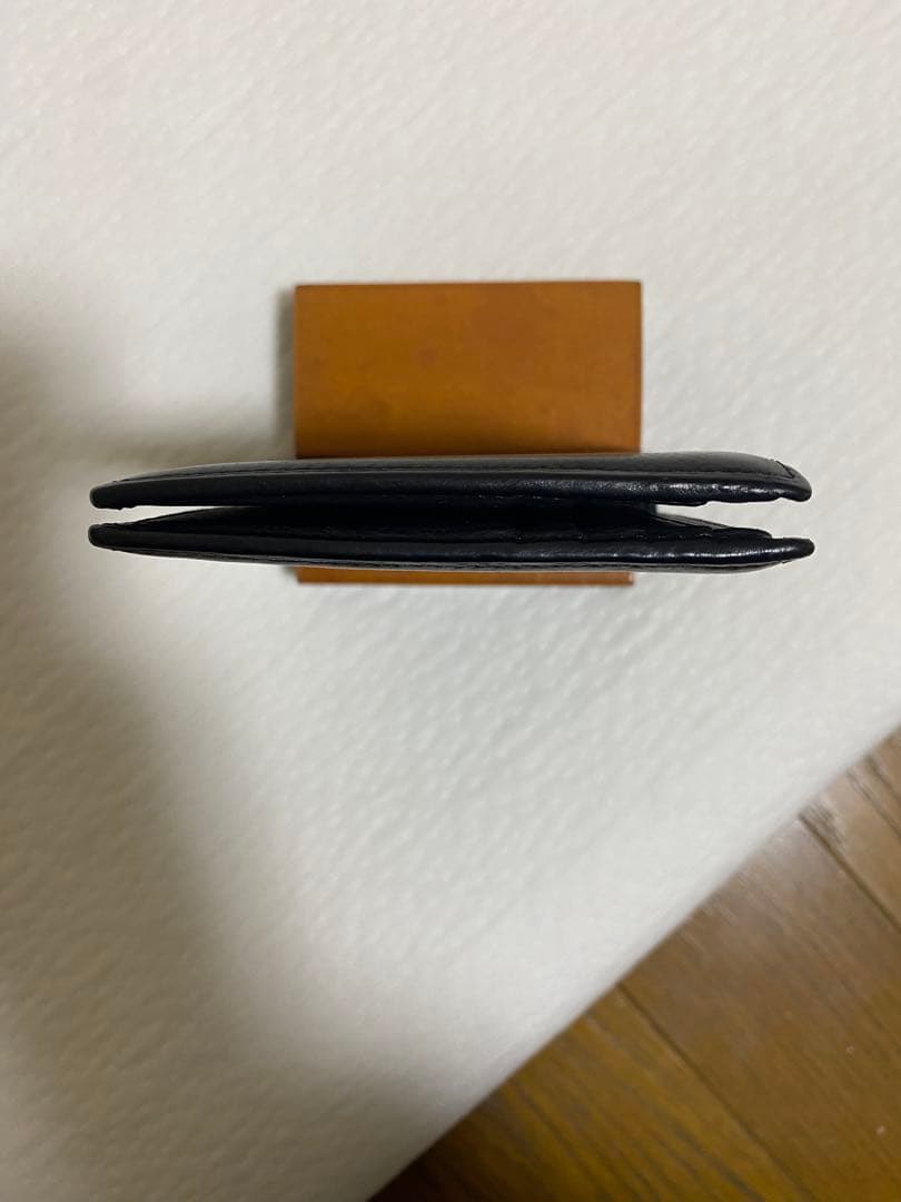 【中古】GANZO ガンゾ 二つ折り 純札入れ 財布 黒 ベビーカーフ　レザー