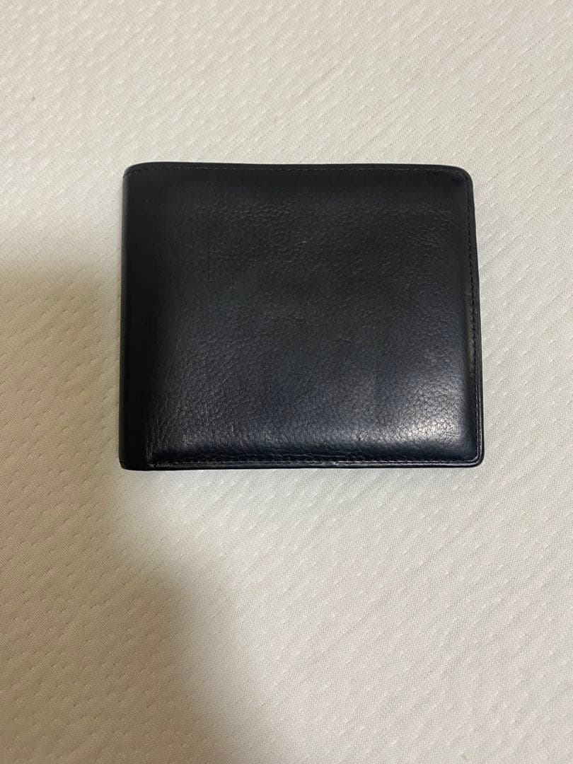 【中古】GANZO ガンゾ 二つ折り 純札入れ 財布 黒 ベビーカーフ　レザー