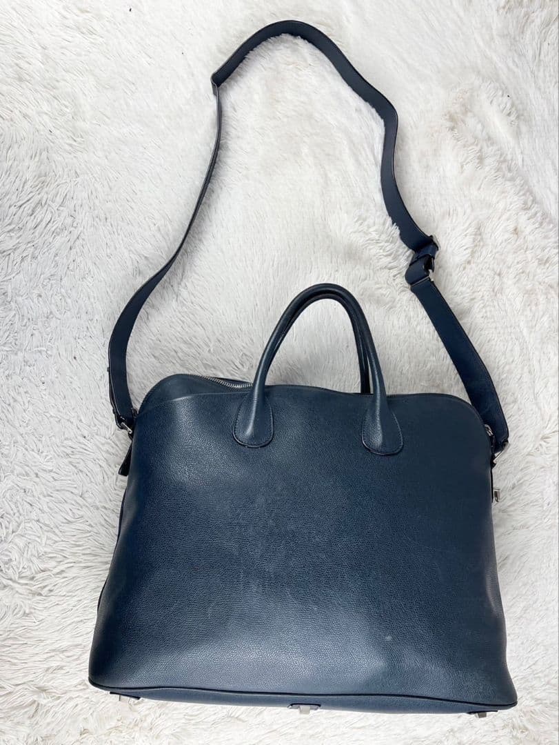 A4可 美品 VALEXTRA レザー マイロゴ 2WAY ショルダーバッグ 紺