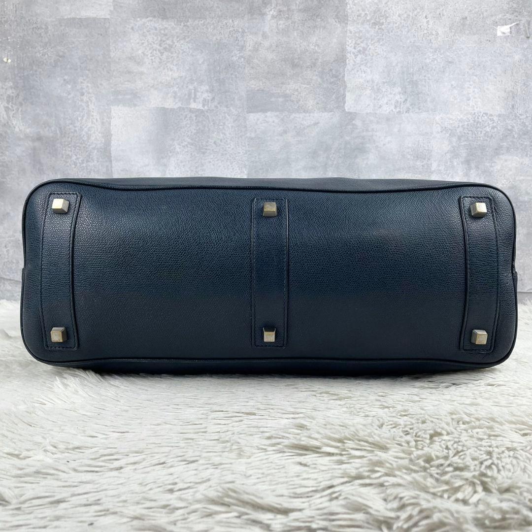 A4可 美品 VALEXTRA レザー マイロゴ 2WAY ショルダーバッグ 紺