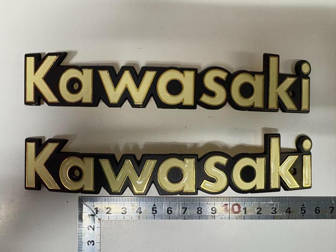 た*ん様 Kawasaki　真鍮製タンクエンブレム140mm　曲げ加工済み　左右