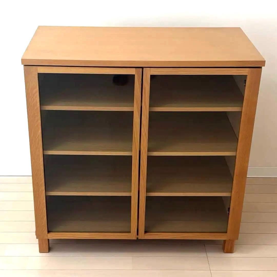 無印良品/MUJI タモ材 ガラスキャビネット