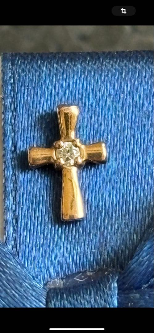 金属製十字架チャーム 18Kゴールドダイヤモンド