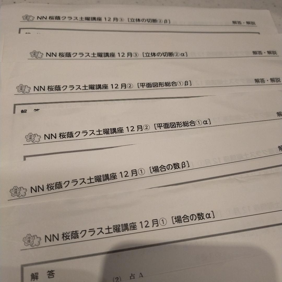 NN 桜蔭クラス算数土曜講座 12月・1月