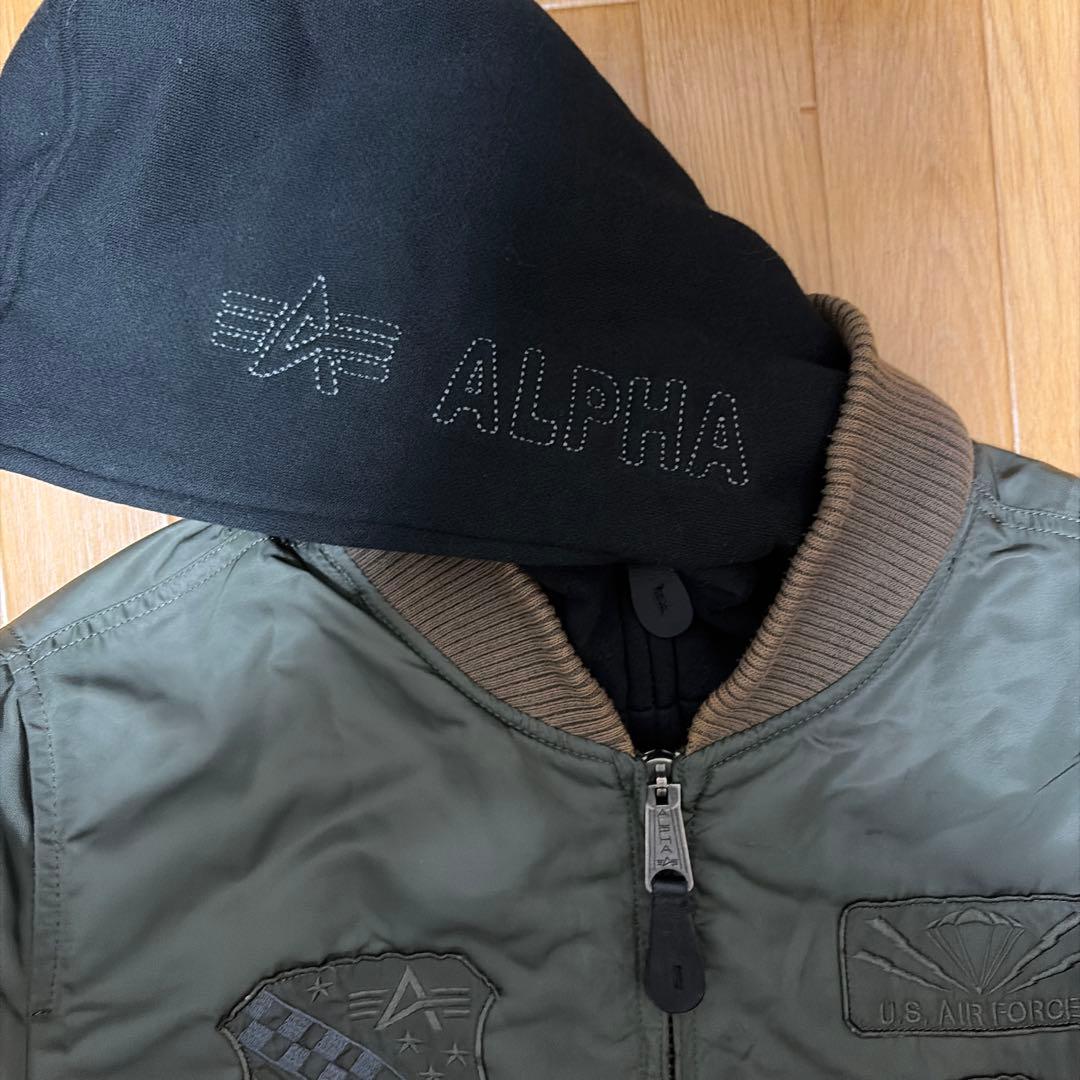 ALPHA MA-1 フライトジャケット 2way フード着脱 ワッペン